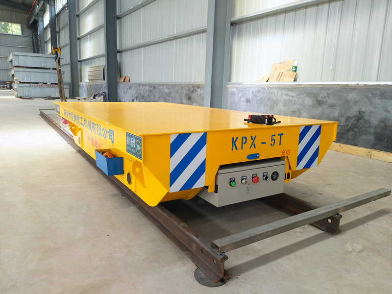 Heavy Duty 5 Ton Battery Rail Transfer Trolley for Steel Pipe Movement
